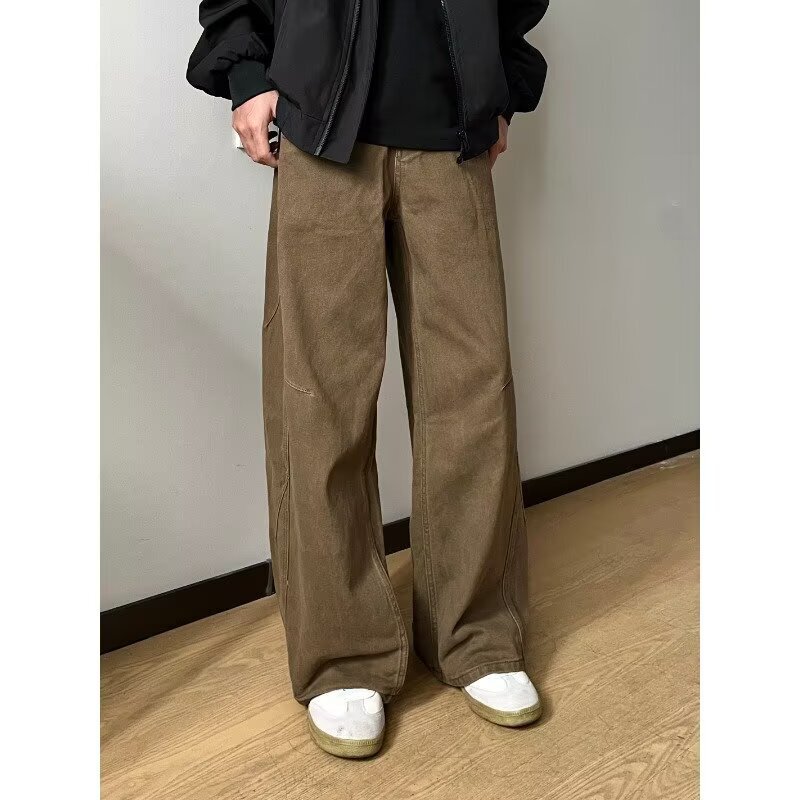 American retro washed casual work pants for men, loose straight wide-leg men's versatile trendy new jeans American retro washed casual work pants for men, loose straight wide-leg men's versatile trendy new jeans