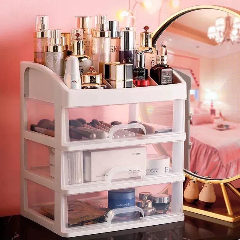 Storage box, makeup box, plastic transparent storage system, increased thickness