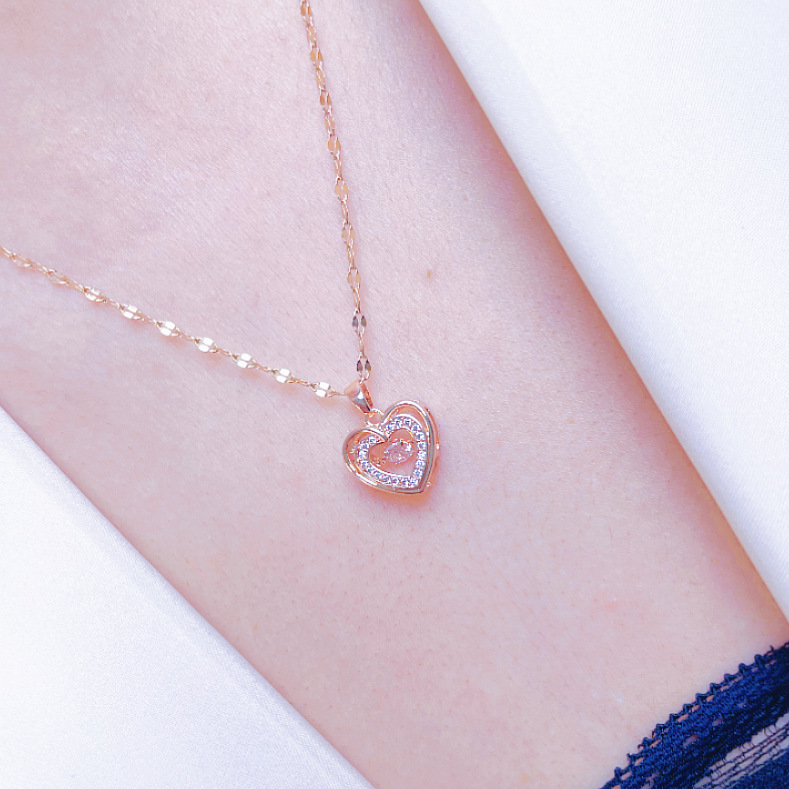 Holiday, Daily, Date Occasion Titanium Steel Material Titanium Steel Sweet Heart Shape Plating Pendant Necklace