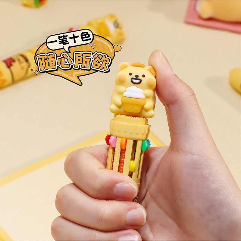 KUKI KOKI osos pequeños bolígrafo multicolor auténtico en un corazón de niña dibujos animados creativos bolígrafo estudiantil