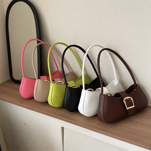 Pure Color fashion Winter 2023 new contrast color popular texture simple shoulder underarm crossbody small square women's bag