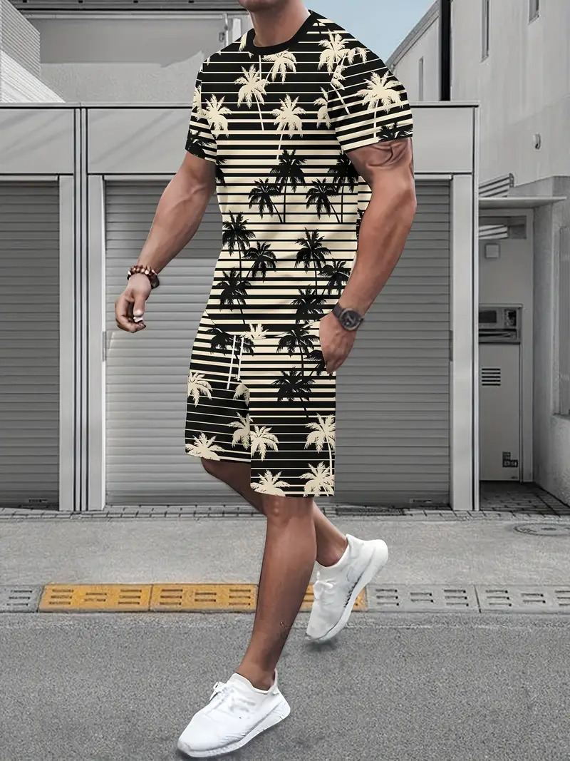 2025 nuevo estilo europeo y americano transfronterizo Amazon tendencia de moda casual camiseta de manga corta pantalones cortos traje ME05 MA04