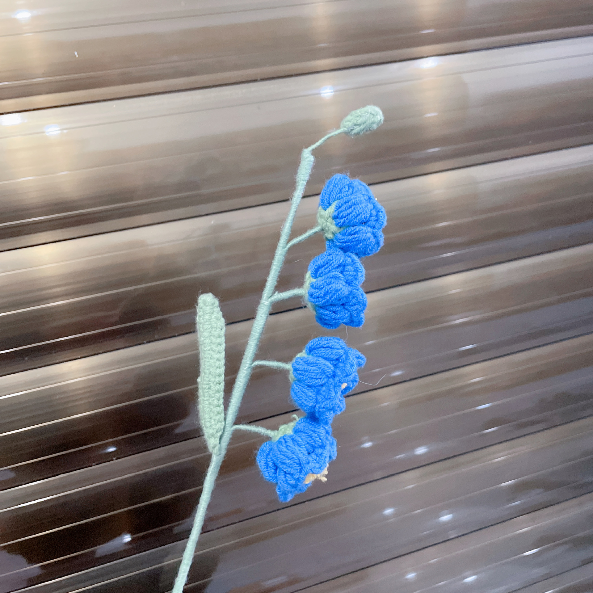 Lily tejido a mano acabado rosa Lily Tulip flor artificial lana ramo regalo