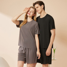 情侣家居服短袖男士夏季睡衣女冰丝薄款凉感夏天男生无痕短裤套装