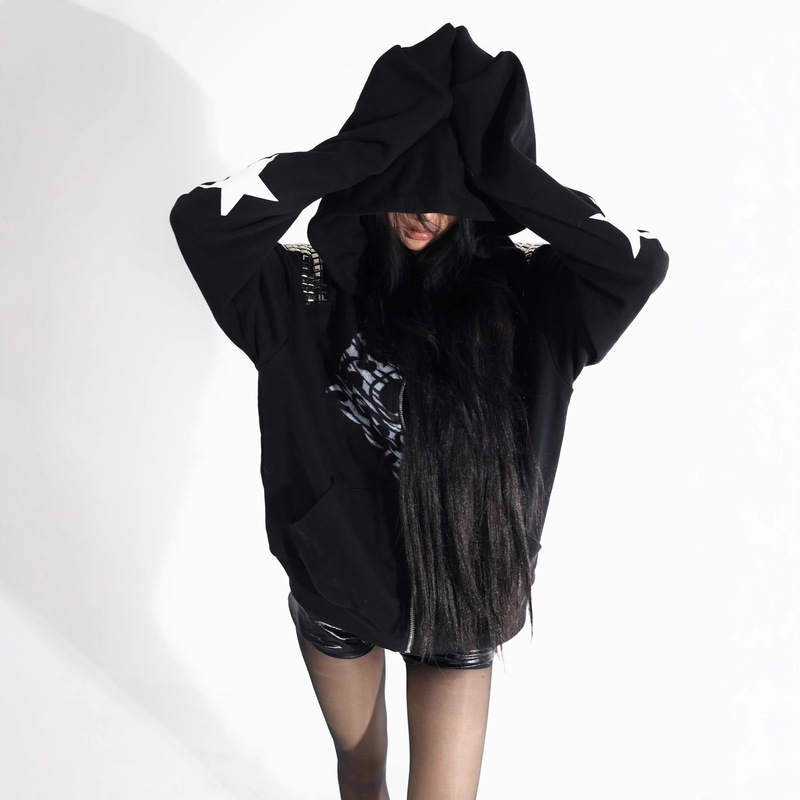 Autumn and Winter High Street Hip-Hop Punk Dark Print Design Crop Niche Rock Millennium Style Sweatshirts for Men and Women