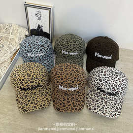 美式复古豹纹刺绣字母棒球帽女夏辣妹街头时尚百搭显脸小鸭舌帽子