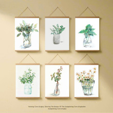 现货批发卷轴挂画水彩绿植花瓶装饰画北欧风客厅民宿挂画一件代