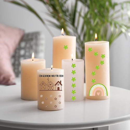 Romantic and Warm Home Decoration German Candle Transfer Water Decal Suitable for All Seasons Safe Burning No Odor