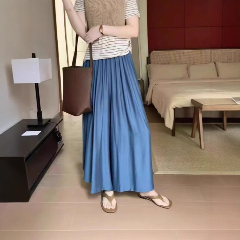 Thirteen Lines of European and Korean Style New Klein Blue High-Waisted Wide-Leg Lazy Wide-Leg Pants