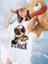 新款八哥犬印花速卖通欧美跨境街头时尚大码女装短袖T-Shirt 批发