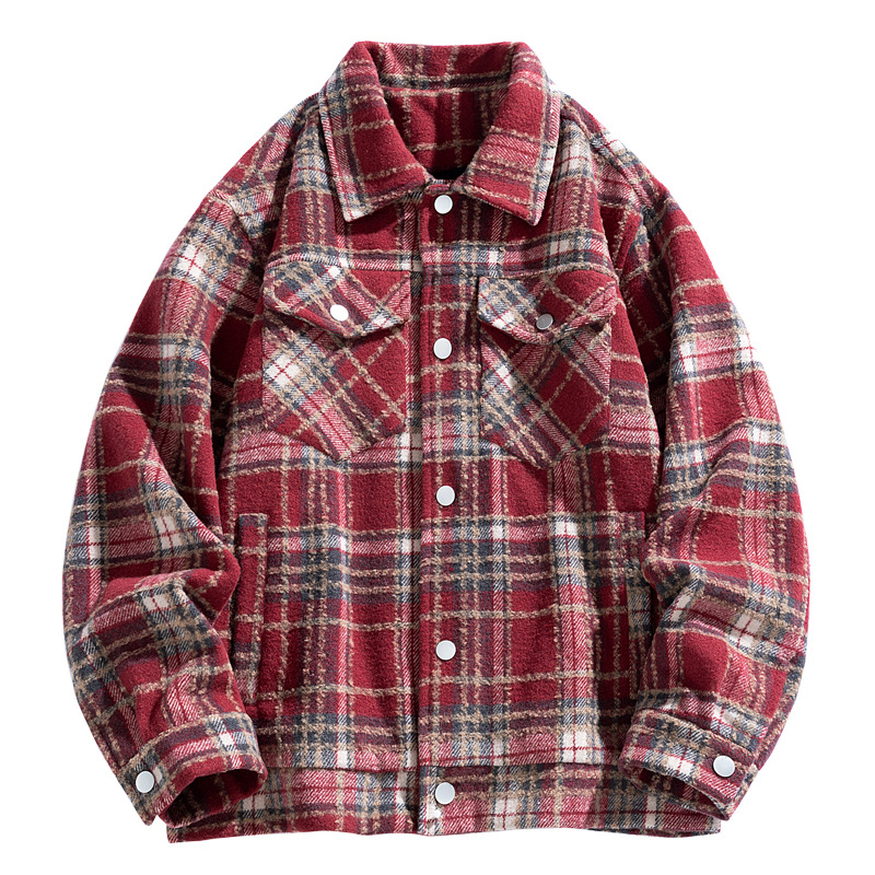 Men's Clothing Autumn And Winter Men's Jacket Trend Fashion Loose Plaid Shirt Jacket Men's Casual All Match_voghion.com