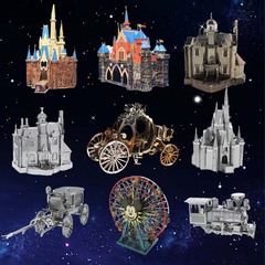 Wholesale Steel Golem 3D Metal Stereo Puzzle DIY Handmade Model Cinderella Pumpkin Car Disney Park