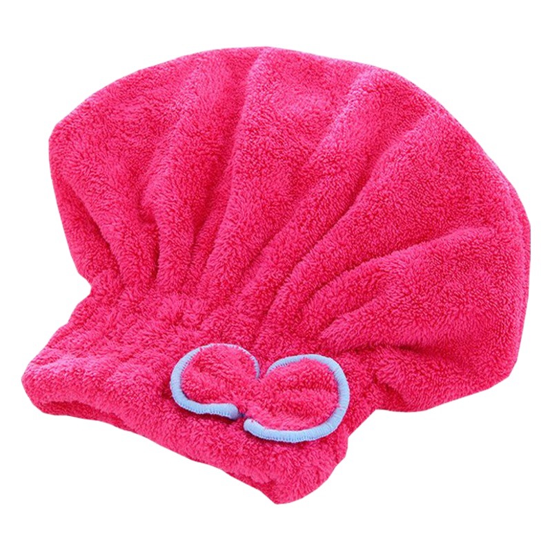 Coral Fleece Hair Drying Cap for Women, Thickened and Super Absorbent, Fine Fiber Bow-Knot Shower Cap, One Piece, Cross-Border Labeling and Dropshipping