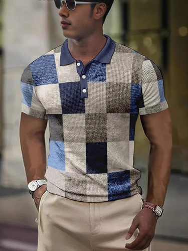 European and American Independence Station 3D digital pattern men's lapel short-sleeved casual trend hot selling POLO pullover