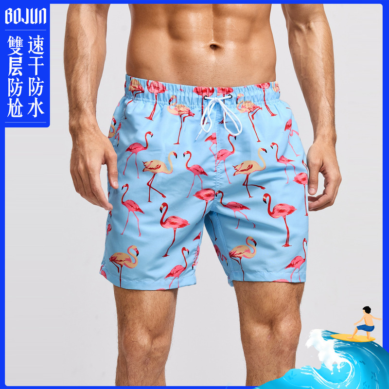 Flamingo Swimming Trunks Men's Holiday Spa 2023 New Casual Beach Pants Men's Loose Surfing Short Pants