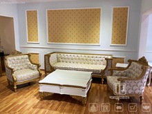 欧式新古典豪华别墅高端花布沙发组合手工实木雕刻布艺客厅沙发