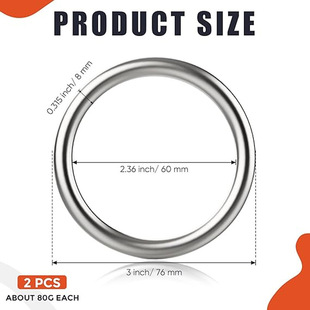 Seamless welded 304 stainless steel O-ring ring seamless solid ring fishing net hammock yoga connection anti-rust