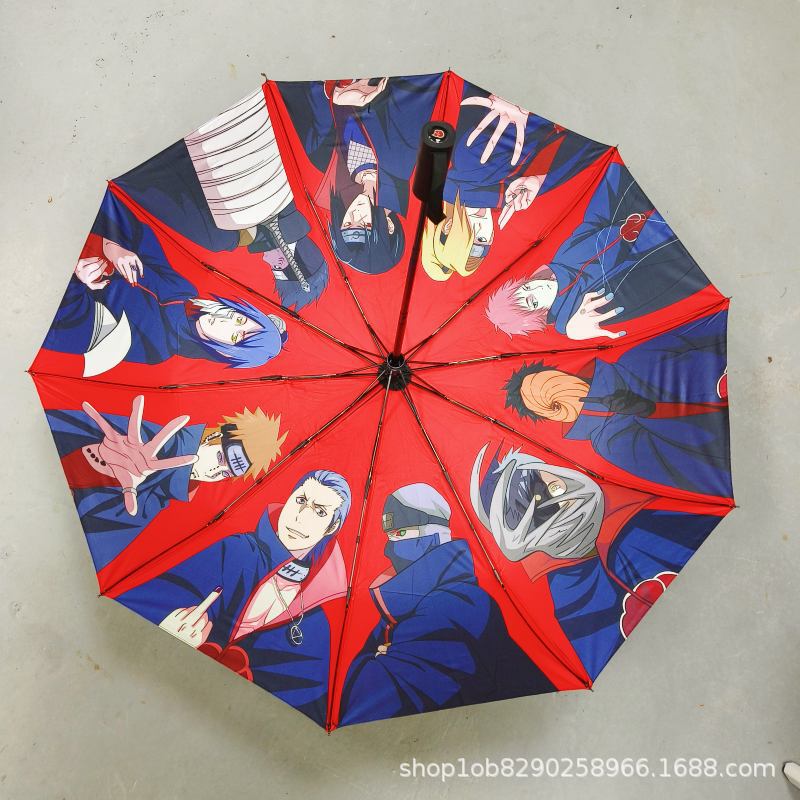 Naruto umbrella anime peripheral two-dimensional black glue automatic sun umbrella small organization folding sun protection umbrella