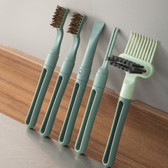 Kitchen Cleaning Set of Five: Stove Brush with Multiple Nozzles, Pot Scrubber with T-Shaped Handle, Dishwashing Brush, Range Hood Cleaning Brush