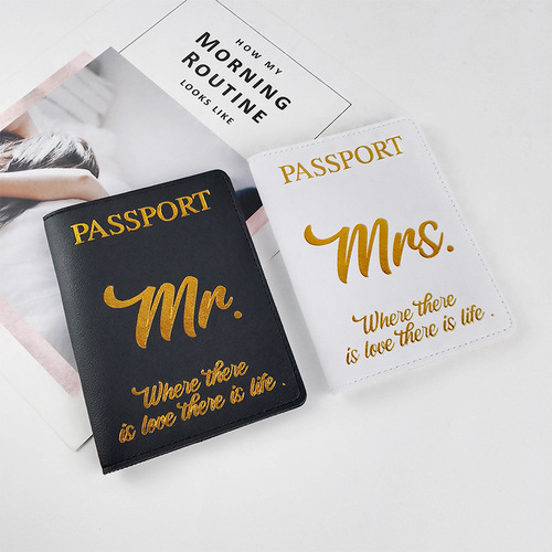 PU leather genuine leather couple husband wife passport holder strap soft cork passport case multi-functional American passport bag