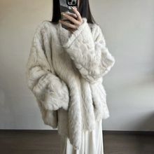 冬季新款染尖仿水貂毛绒皮草外套女中长款皮毛一体慵懒风毛茸大衣