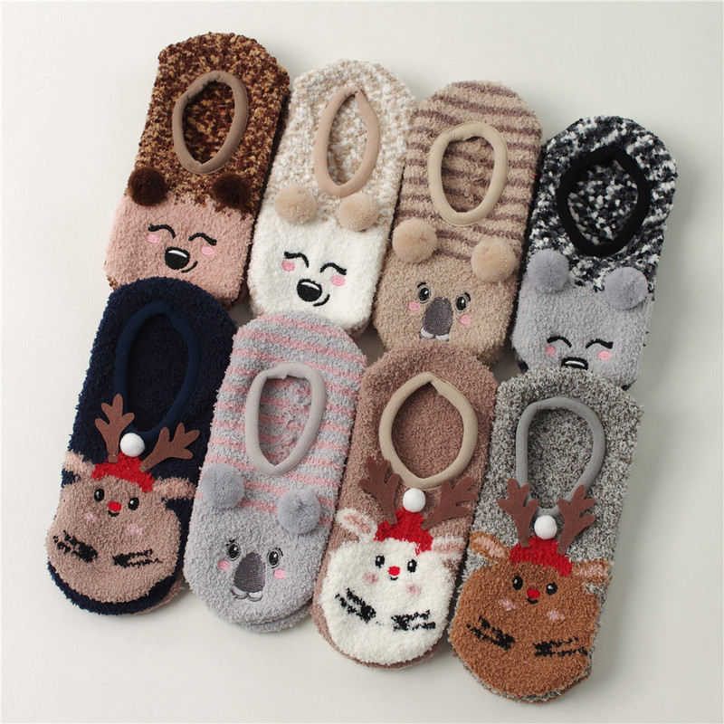 Women's Slippers, Indoor Floor Socks, Non-Slip Warm Socks, Home with Grip, Christmas Gift Socks