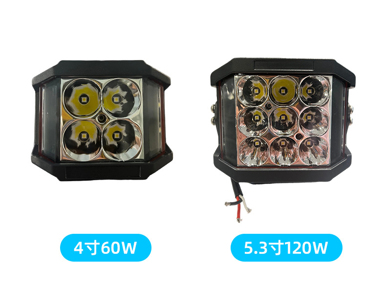 Car off-road vehicle modified luggage rack work light A-pillar LED fill light Square LED high-brightness spotlight 4inch 6inch