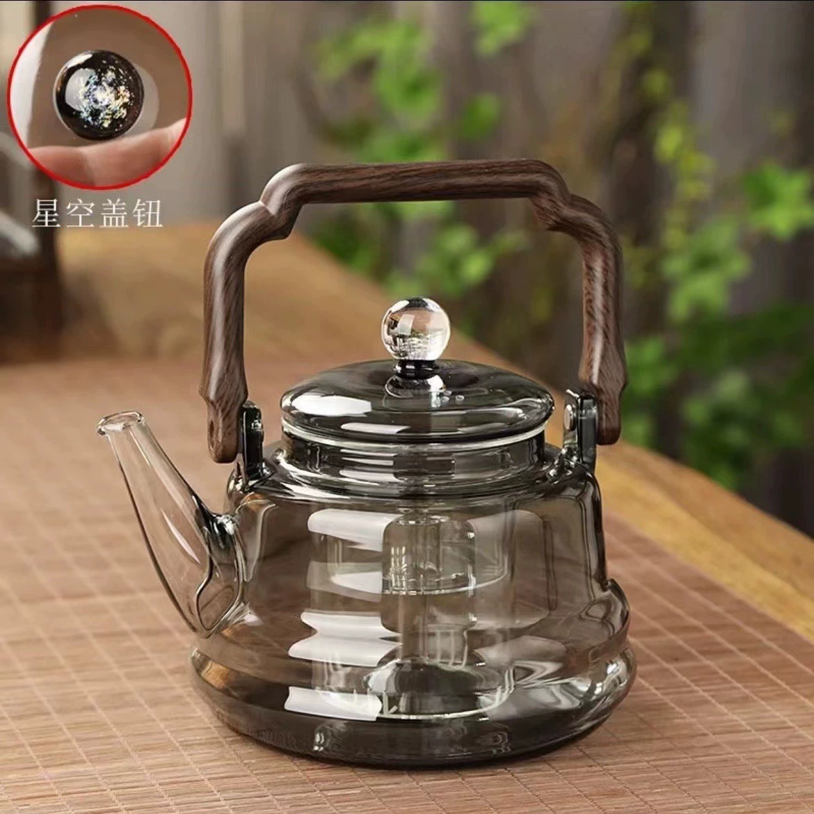Starry sky, glass teapot, elite set