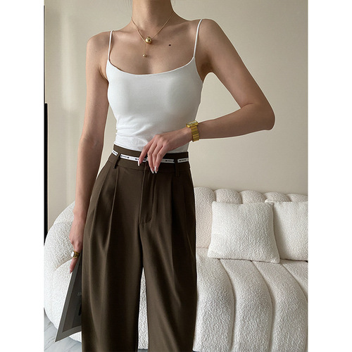 Sinan with chest pad French spaghetti straps slim fit one-line collar camisole beautiful back base summer SN2822