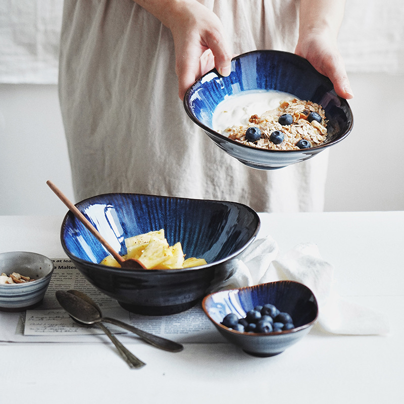 Amazon Vajilla transfronteriza Tazón de arroz Tazón de salsa Tazón de sopa Tazón de fideos Tazón para el hogar Tazón de ensalada Tazón de comedor irregular