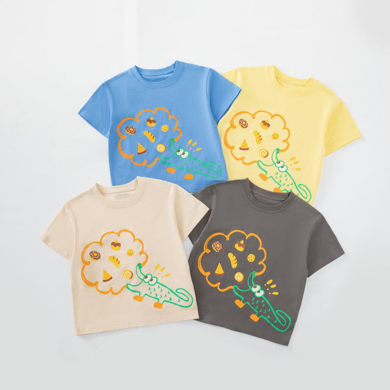 Sea top, fuente de ropa para niños, camiseta de manga corta para niños, verano nuevo estilo, ropa de bebé de cocodrilo para niños pequeños y medianos