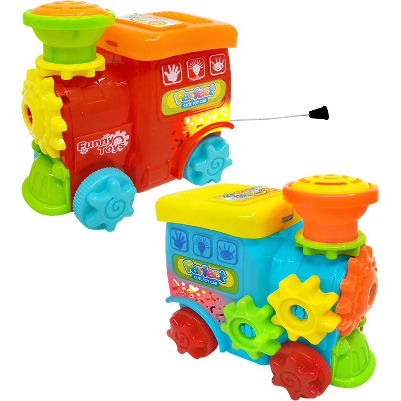 Tirar de la locomotora luminosa Los juguetes educativos para niños también son puestos callejeros al por mayor
