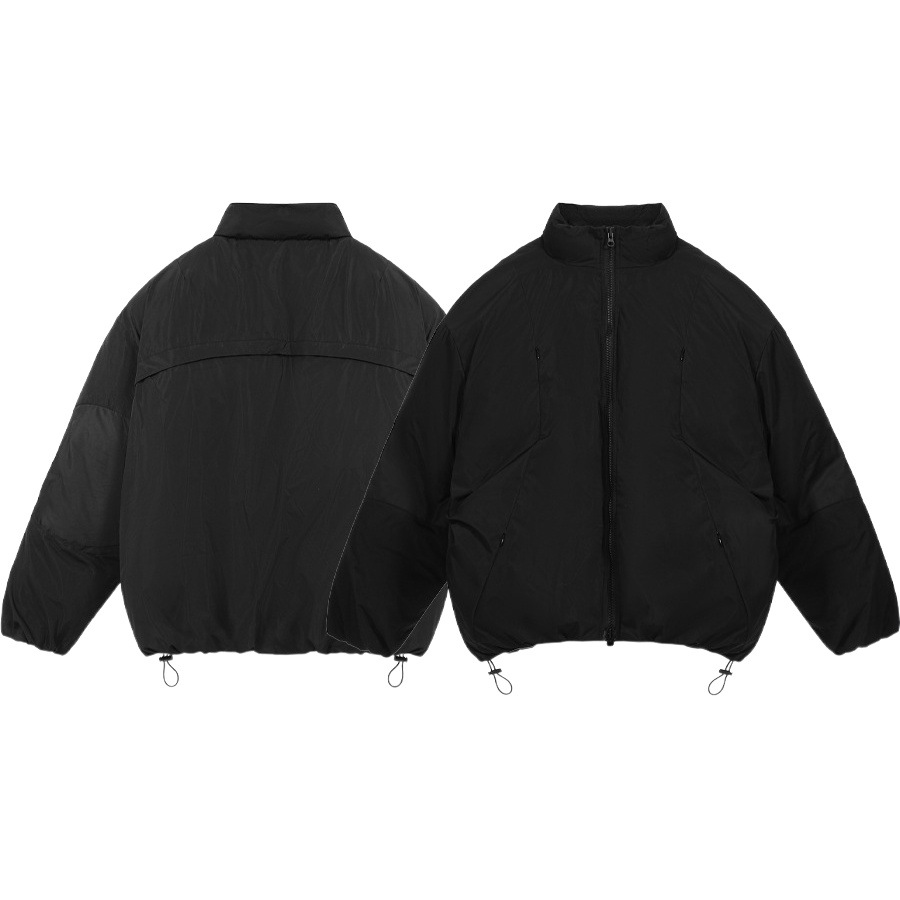 Versión desmontable FAR. ARCHIVO bolsillo oculto con cremallera color sólido par de cuello alto con cordón Chaqueta de algodón acolchado