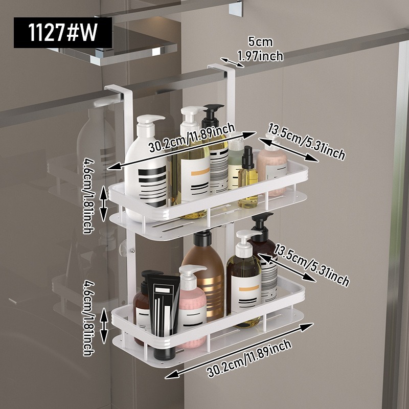 Estantes de baño de nuevo estilo, sin perforaciones, suministros de baño para el hogar, estantes de doble capa, baño multifuncional, almacenamiento de cosas buenas