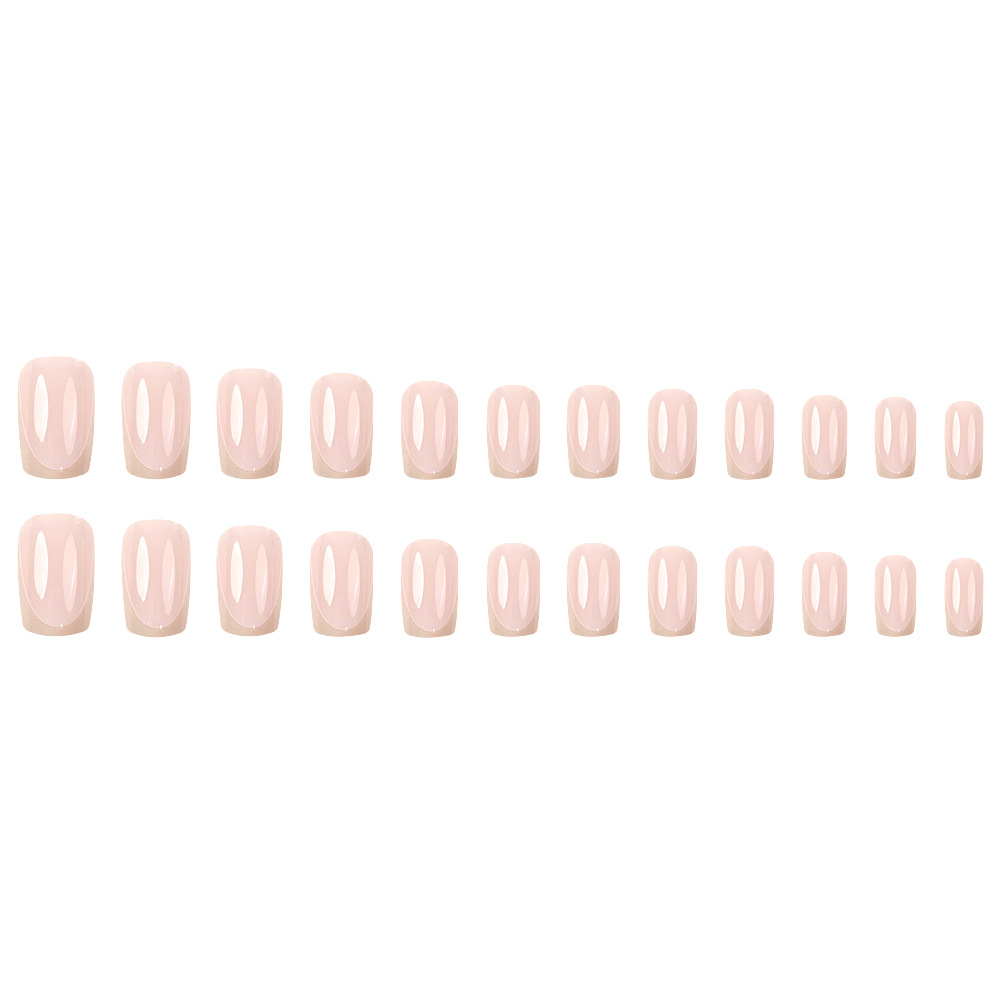 24 piezas de uñas de manicura francesa rosa europea, parche de uñas degradado blanco