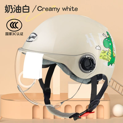 Motosiklet kaskı (dəbilqə) | safety half helmet - l003-green-dragon-cream-white-summer