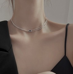 新型の四角のネックレスの女性の夏の小衆の鎖のヒップホップファッションの個性は簡単で軽くて豪華な百合首の鎖の卸売りです。