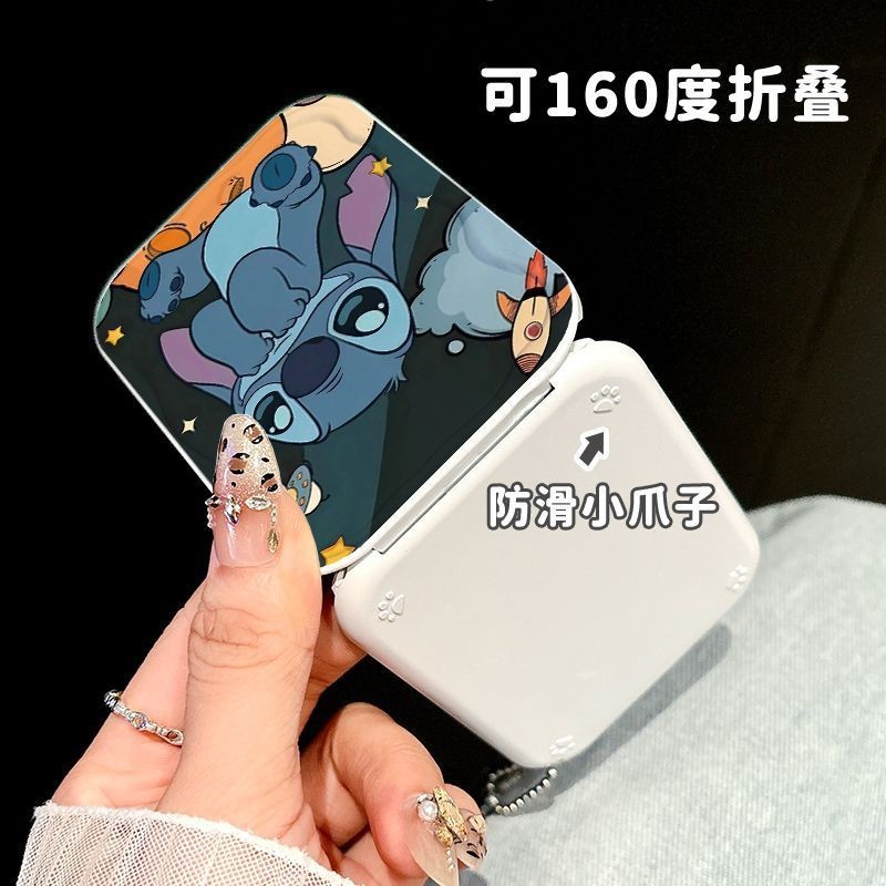 Cute gato pequeño espejo de dibujos animados espejo de maquillaje portátil alto valor facial estudiante de mano plegable espejo de maquillaje mujer