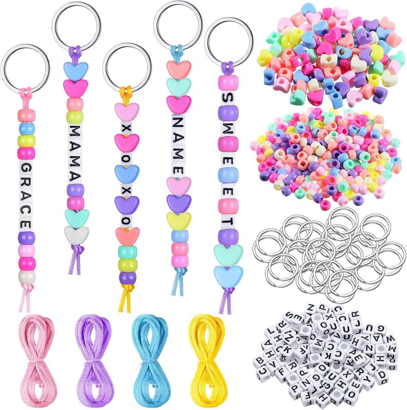 Amazon's Hottest Bohemian Style Letter Barrel Beads Love Beads Keychain Women's Bag Pendant Accessories in Stock