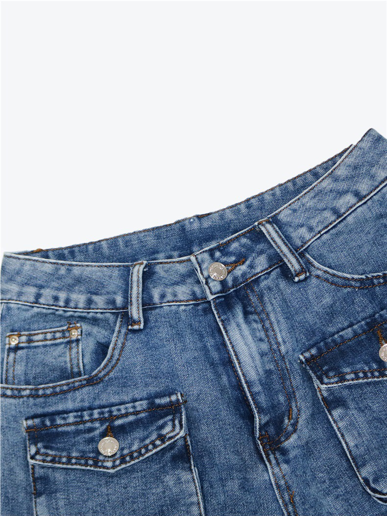 Women's Casual Straight Leg Jeans With Multiple Pockets - High Waist Washed Denim Pants For Streetwear & Daily Wear (Blue, S-Xxl)_ecoleips.com