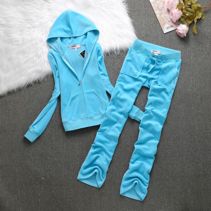 New Velvet Casual Sports Suit Women's Foreign Trade Large Size Ready-Made Foreign Trade Solid Color Two-Piece Set