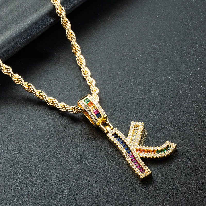 Wholesale Collar Chapado En Oro De Cobre Con Colgante De Letra De Circonita De Color Nihaojewelry display picture 10