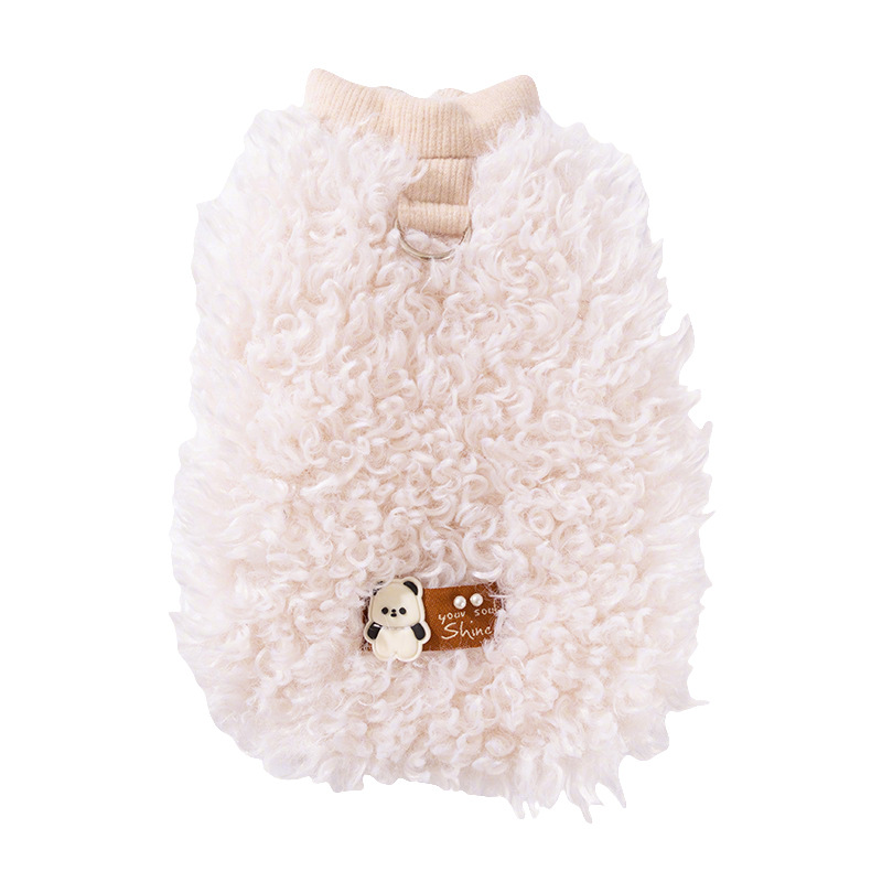 Otoño y invierno nuevo leche lindo cordero tracción abrigo cálido chaleco mascota gato ropa de perro perro pequeño y mediano image 6