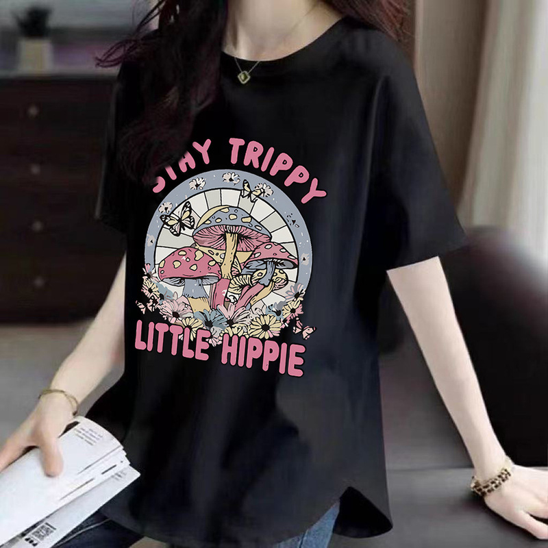 Pure Cotton Shoulder Short-sleeved T-shirt Women's Mid-length 2025 Spring and Summer New Loose Curved Hem Half-sleeved T-shirt Top Pure Cotton Shoulder Short-sleeved T-shirt Women's Mid-length 2025 Spring and Summer New Loose Curved Hem Half-sleeved T-shirt Top