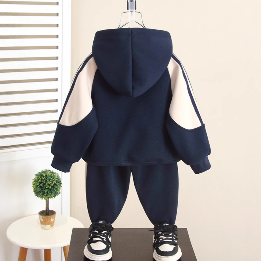 6520 traje de suéter de otoño e invierno para niños 2025 nuevo estilo para niños más chaqueta gruesa de terciopelo ropa de invierno para bebés ropa para niños