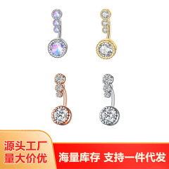 2023 European and American spring sexy zircon belly button ring with diamond and zircon navel nail cross-border supply manufacturer wholesale