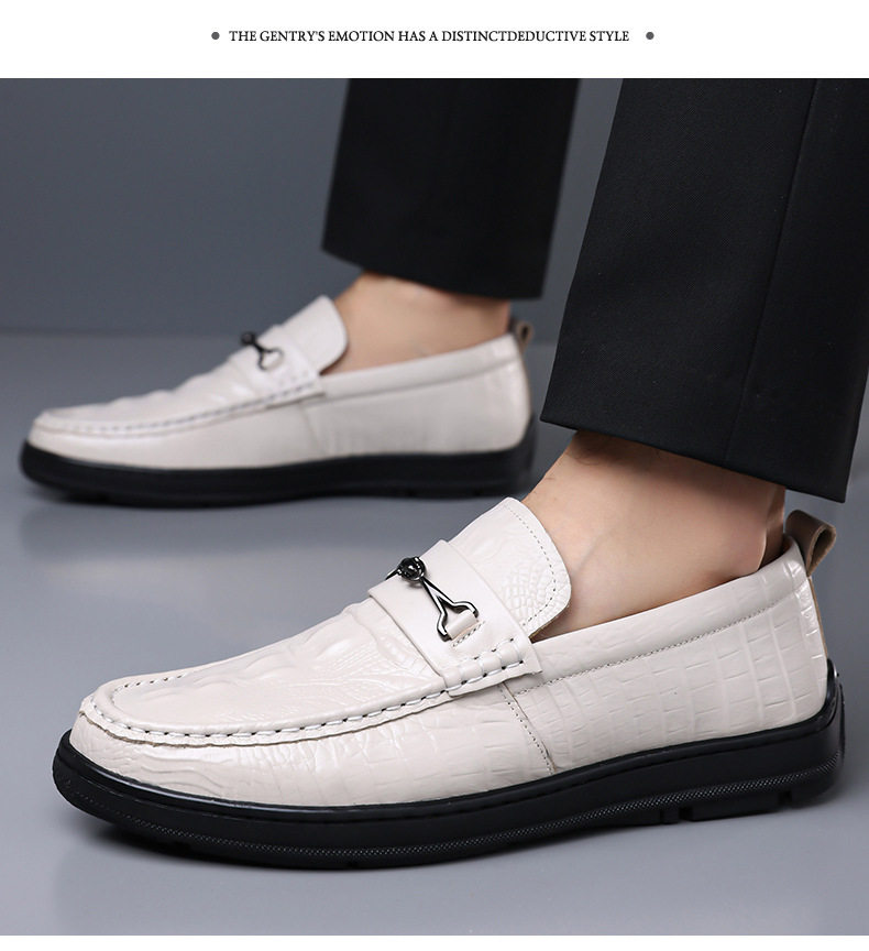 Giày lười nam da bò lớp đầu vân cá sấu, giày Loafer xỏ chân gót thấp 1–3 cm — GX2758 màu nâu, GX2758 màu trắng, GX2758 màu đen chi tiết 14