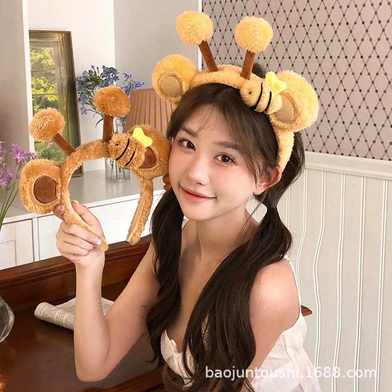 蜜蜂毛绒洗脸发箍可爱搞怪发捆头箍女款2025新款秋冬发卡发饰头饰|undefined