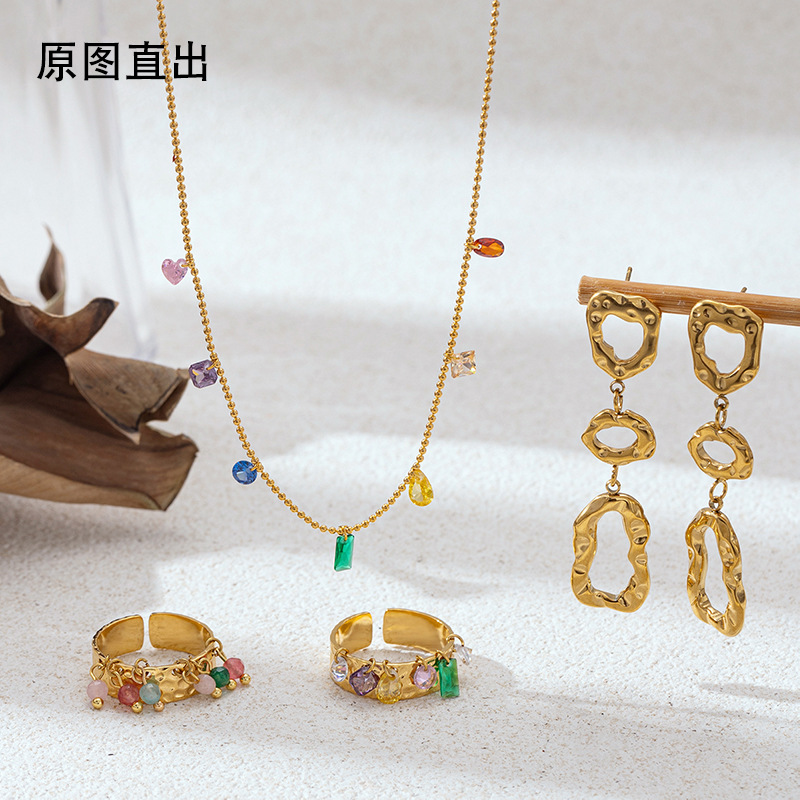 Tina Europa y los Estados Unidos transfronterizos 18K Goldins perlas de viento abiertas irregulares anillo de nicho de diseño de joyas mujeres al por mayor
