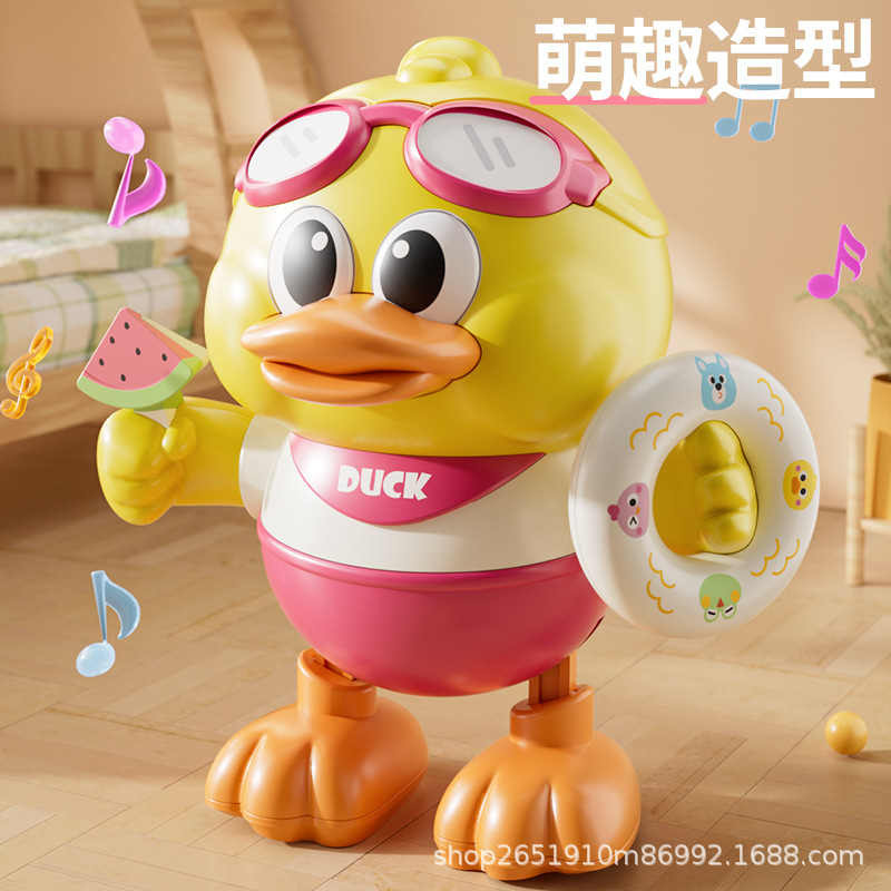 Juguetes infantiles transfronterizos baile eléctrico bebé pato bebé cabeza hacia arriba entrenamiento de canto interactivo aprendiendo a trepar juguetes de guía